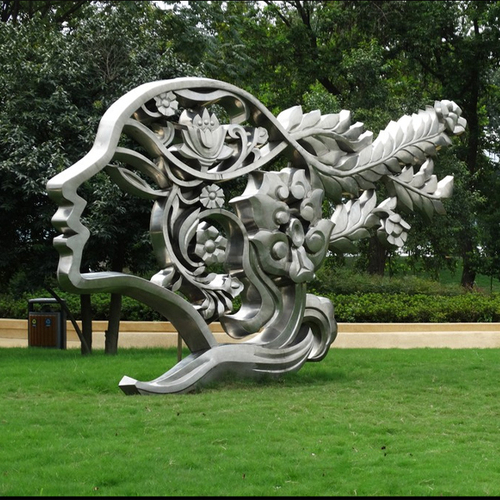 公园人头抽象不锈钢雕塑